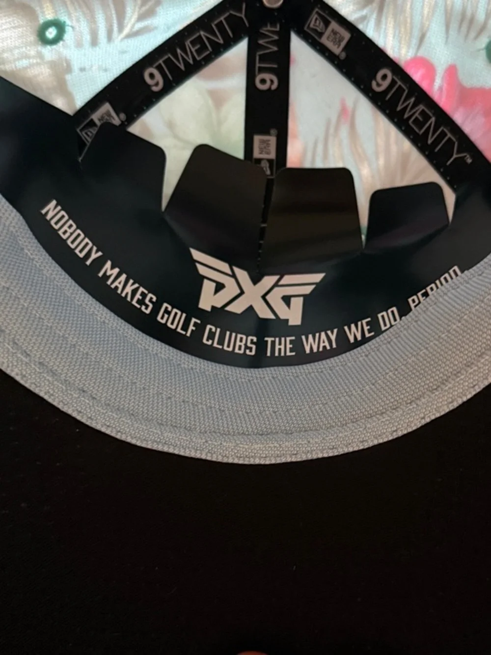 PXG Tropical Floral womans Hat in Aqua and Hot Pink